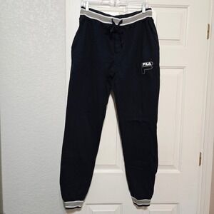 Fila Mens Joggers Sweatpants Navy Blue White Gray Stripe Athletic Size M